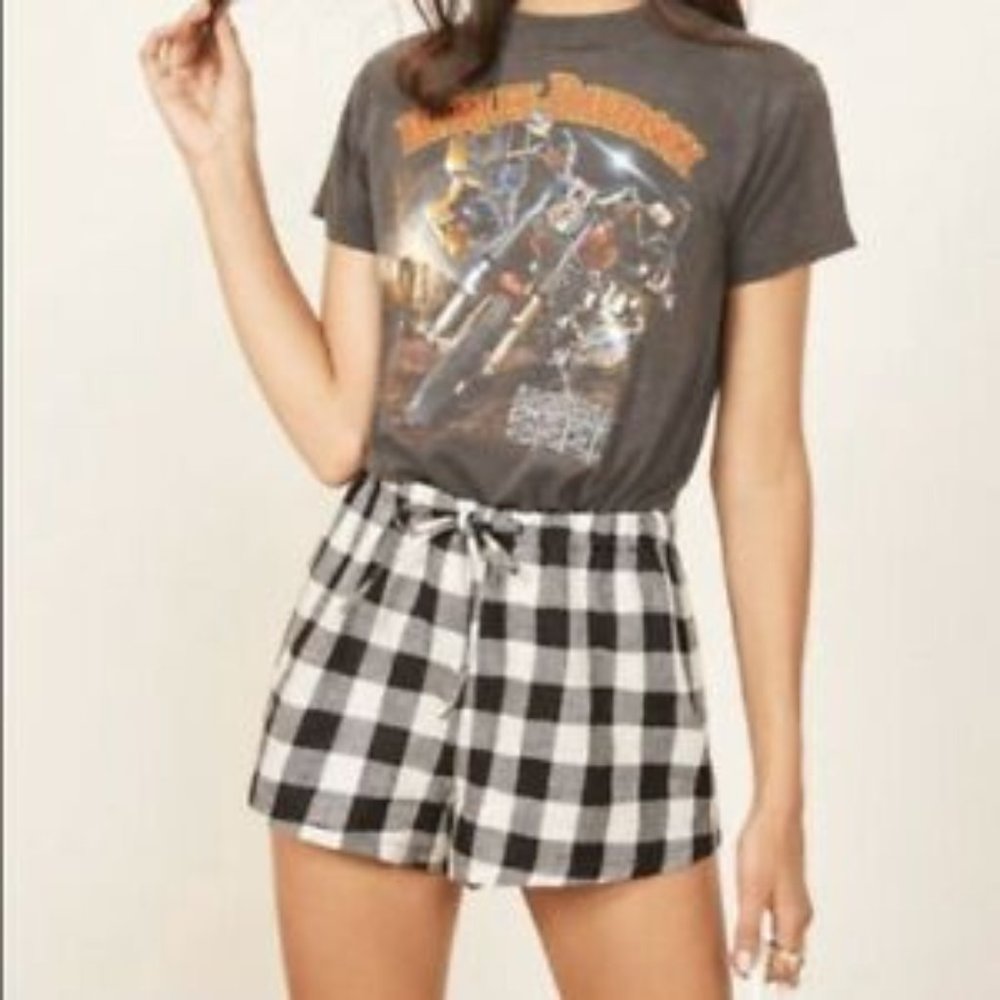 NWOT Reformation Jamaica Short Black/White Plaid - S
